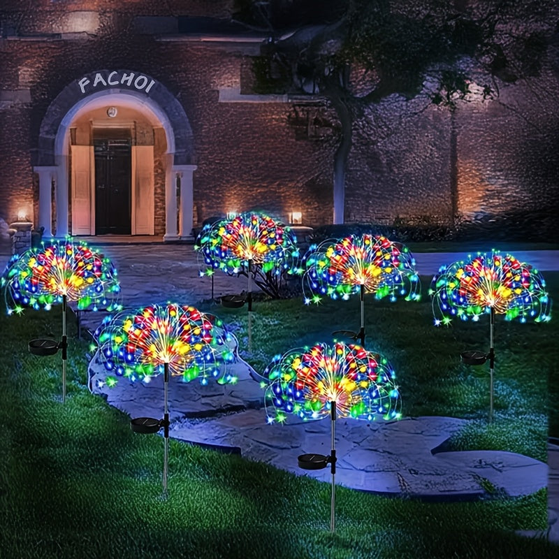 Solar Firework Garden Lights Outdoor – 8 Modes LED Smart Sensor Auto Dusk to Dawn Waterproof Landscape Lighting for Garden Patio Walkway Yard Lawn Party Wedding 60 200 360 LED Multi-Pack