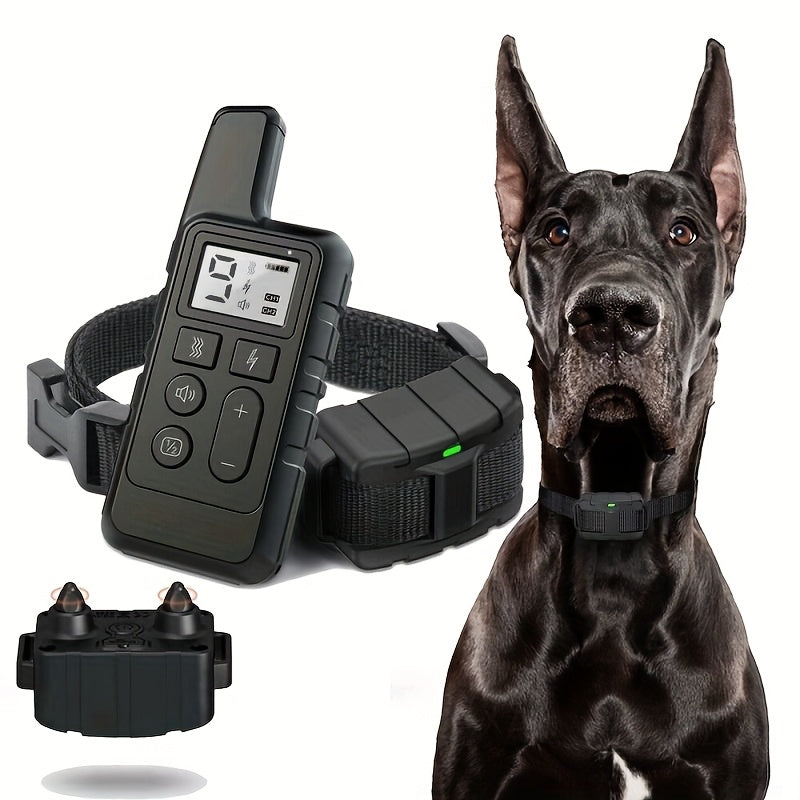 9-Level Remote Dog Training Collar Rechargeable E-Collar Shock Vibration Tone 500M Range Adjustable for Small Medium Large Dogs Safe Bark Control