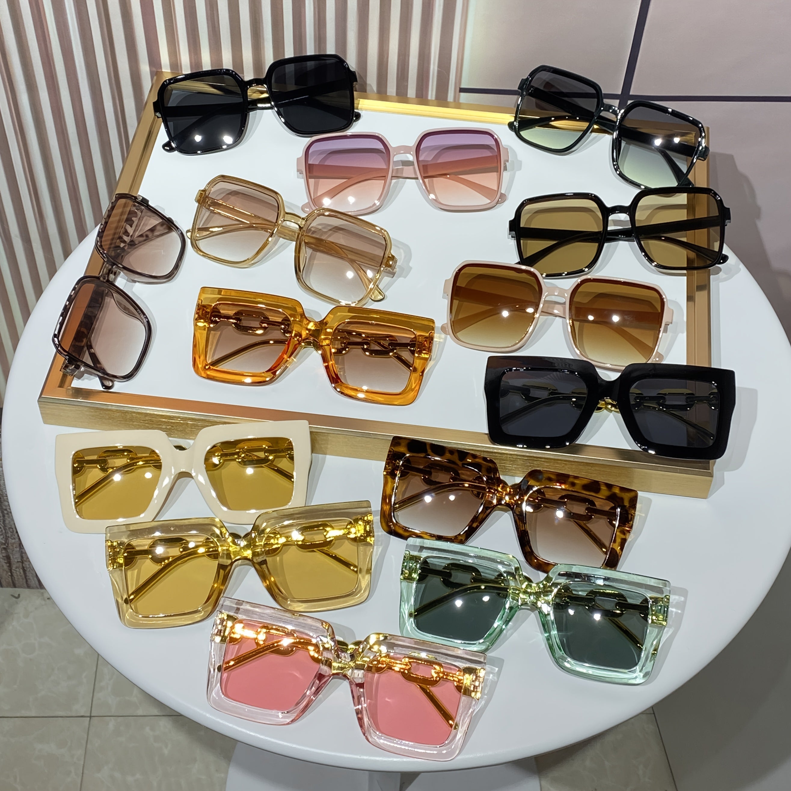 14-Pack Women's Square Frame Tinted Fashion Glasses Set – Minimalist European & American Style, Durable PC Frames, Colorful Lenses, Bulk Party & Gathering Eyewear for Women