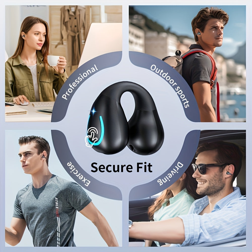 Open-Ear Wireless Earphones Bluetooth 5.4 TWS 360 Ambient Awareness ENC Clear Calls Touch Control Sport Fitness Earbuds All-Day Comfort Secure Fit Black Rose Pink White