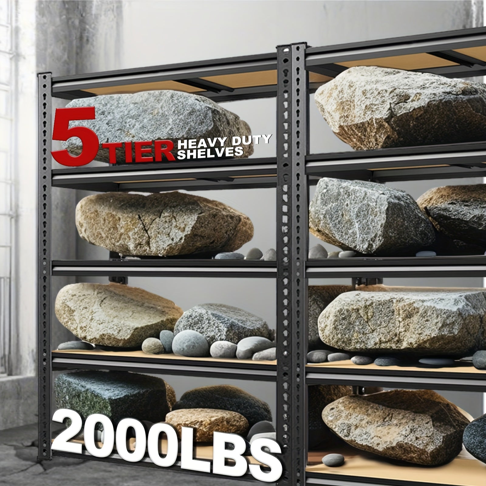 Heavy Duty 5 Tier Metal Shelving Unit 2000 LBS 60 Inch Adjustable Steel Storage Rack – Freestanding Garage Shelves for Basement, Pantry, Closet & Utility Room
