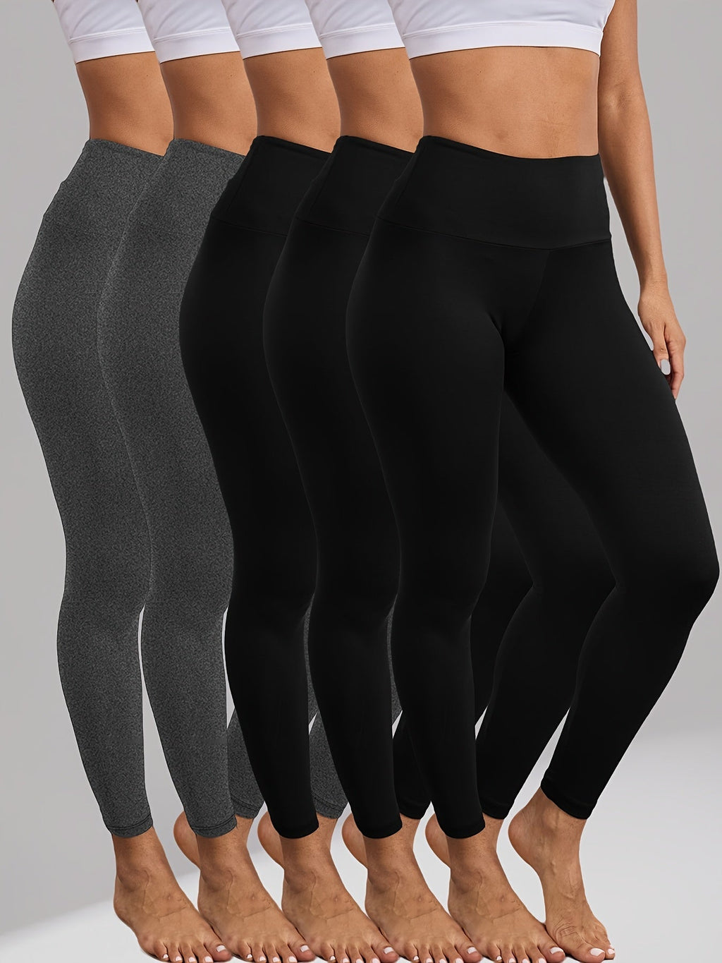 Tummy Control Leggings for Women 5 Pack High Waisted – Super Soft Non-Sheer 4-Way Stretch Yoga Workout Running Pants, Full-Length Gym Leggings S-XXL, All-Season Activewear Multiple Colors