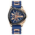 Men's Luxury Quartz Watch – Unique Triangular Dial Silicone Band Date Display Chronograph Business Casual Wristwatch 5 Colors Gift