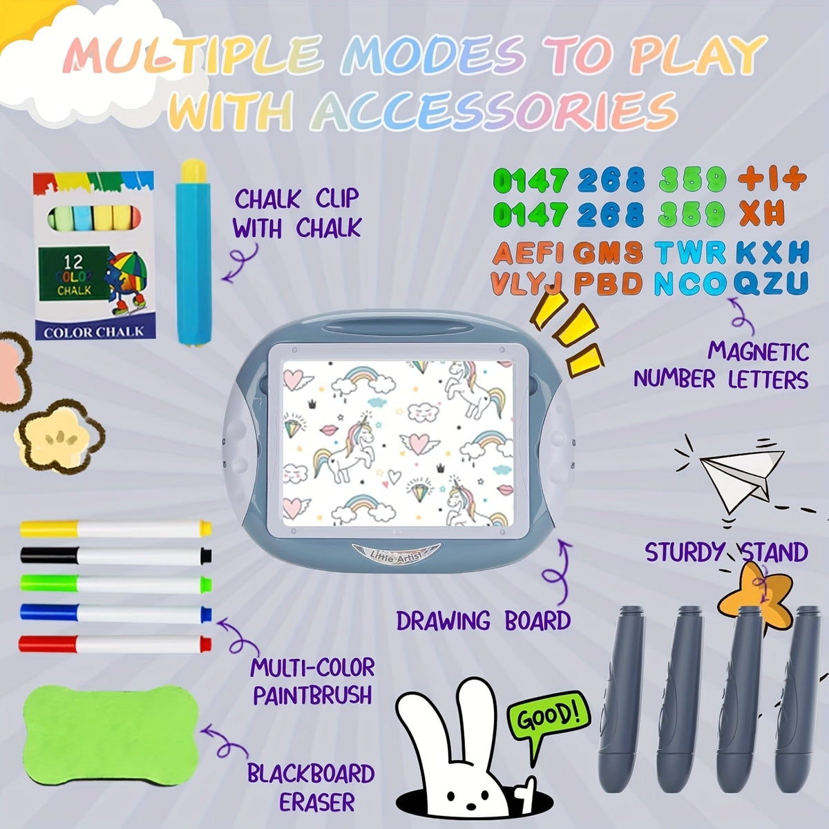 Kids Magnetic Drawing Board Double-Sided Doodle Board with Teaching Supplies – Portable Space-Saving Art Toy for Creative Drawing, Writing & Learning | Gift for Boys & Girls