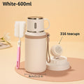 600ml Stainless Steel Tumbler Double Wall Vacuum Insulated Leak-Proof Lid with Handle Cleaning Brush Included Hot Cold Drinks Travel Office Gym Outdoor Water Bottle 20oz
