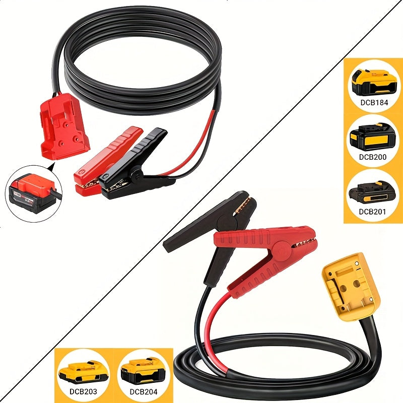 Dewalt Compatible Car Jump Starter Booster Cables with Adapter for Dewalt 20V Battery Portable Automotive Jumper Cables for Car Jump Starting Battery Not Included