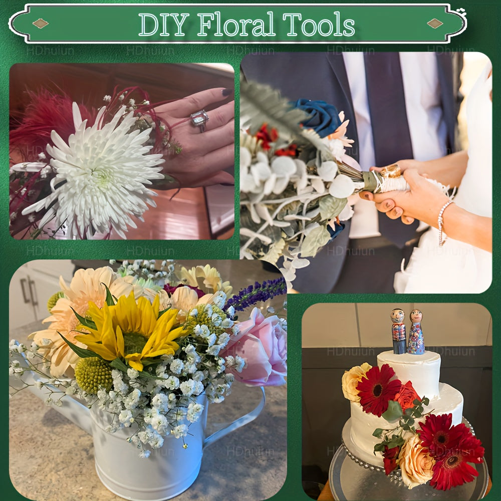 105Pcs Floral Arrangement Kit with Green Floral Tape Wire Boutonniere Flower Pins and Wire Cutter – DIY Wreath Making Wedding Bouquet Corsage Centerpiece Craft Supplies for Beginners and Professionals