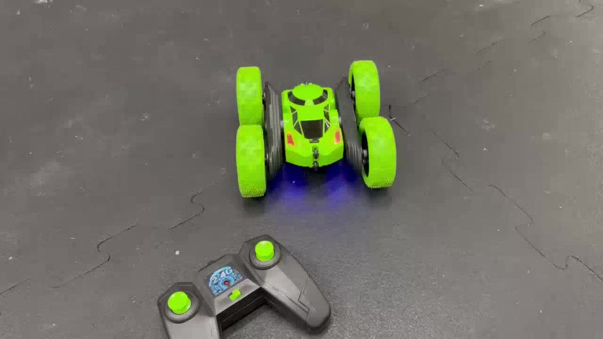 Double-Sided RC Stunt Car for Kids Ages 6+ – 2.4GHz 4WD 360° Flip Remote Control Car with LED Headlights, 1400mAh Rechargeable Battery, All-Terrain Stunt Vehicle, Birthday Christmas Gift
