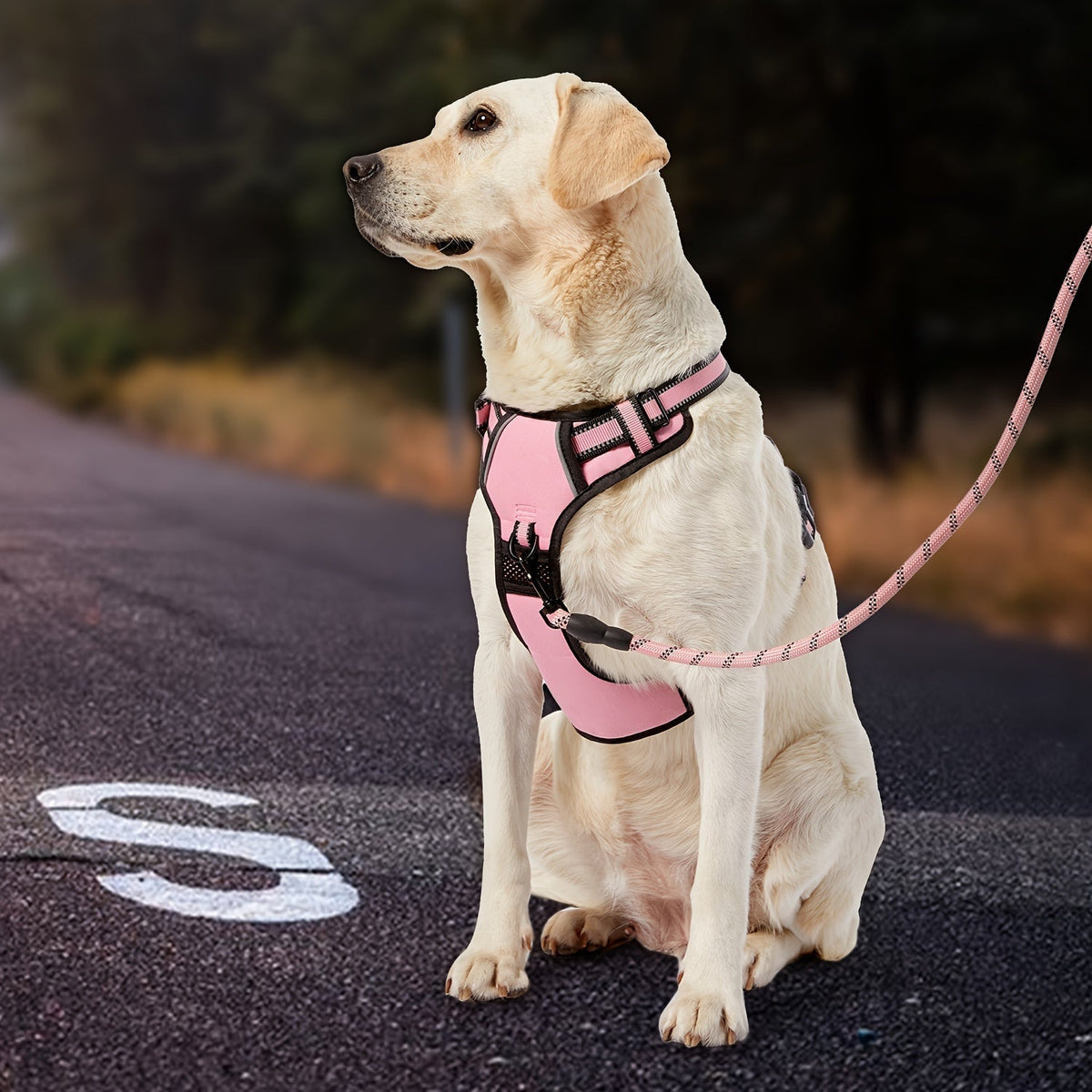 No Pull Dog Harness Set with Leash Retractable Seatbelt Collar Storage Strap Fully Reflective Breathable Mesh Adjustable Vest Harness Front Back Clip Handle XS to XL 8 Colors