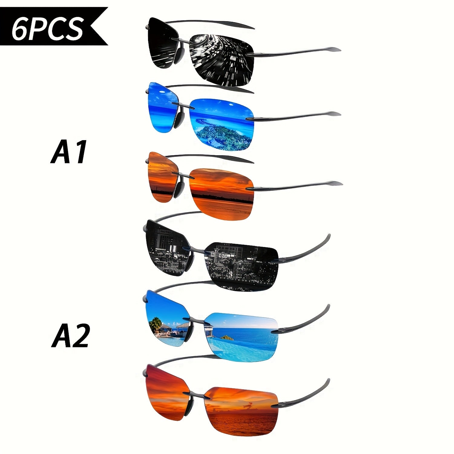 Polarized Sunglasses for Men 3 or 6 Pack – UV400 Anti-Glare HD Lenses Lightweight PC Frame Driving Outdoor Sports Fishing Hiking Bulk Gift Set for Him Dad
