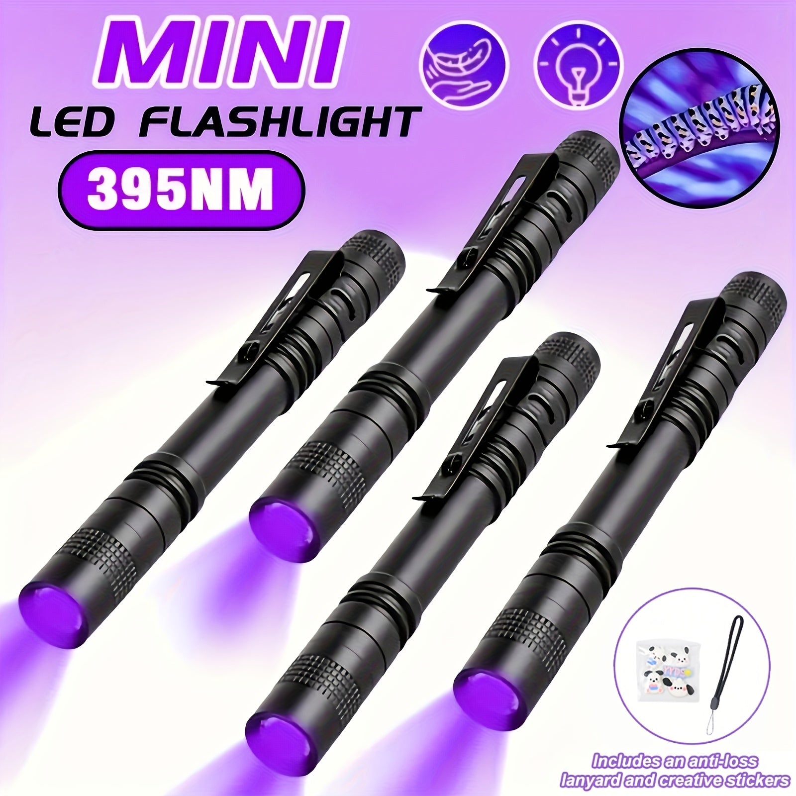 UV Black Light Flashlight 2-12 Pack Mini Blacklight Pen - Pet Urine Detector, Resin Curing, Scorpion Detection, Glow Party LED UV Lamp Set
