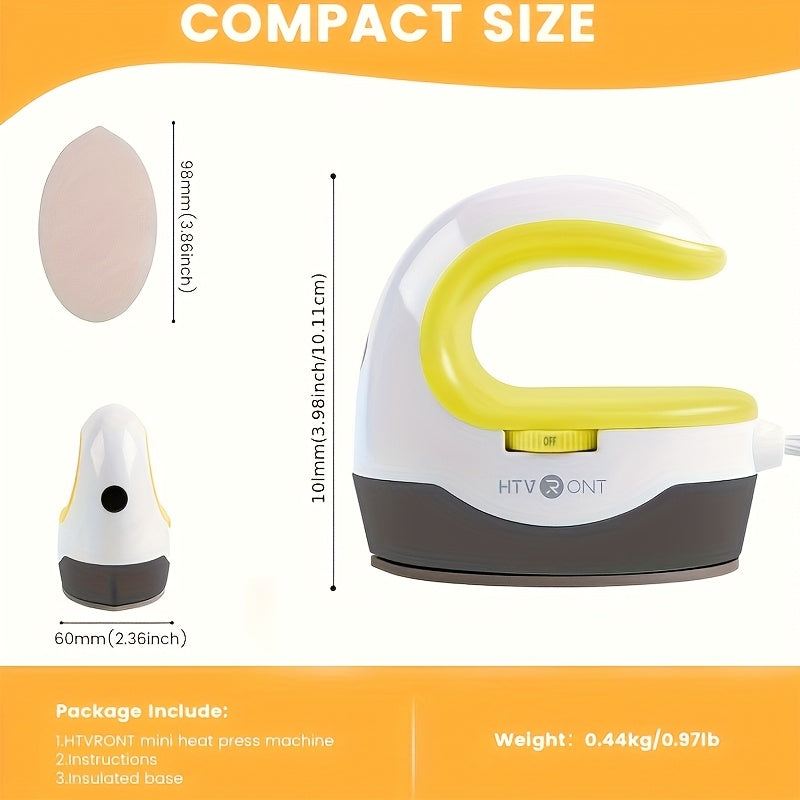 Mini Heat Press Machine Portable Small Iron Press for T-Shirts Hats Bags – 3 Heat Settings HTV Sublimation Vinyl Transfer Projects – Fast Heat-Up Easy Grip Lightweight Craft Press for Beginners and Makers