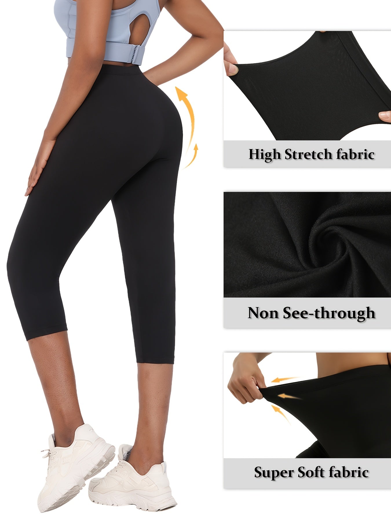 Women's Capri Leggings 5 Pack High-Elastic Opaque Non-See-Through 7/8 Length – 92% Polyester Workout Pants for Gym Running Yoga Pilates, Machine Washable, XS-XXL Mixed Colors