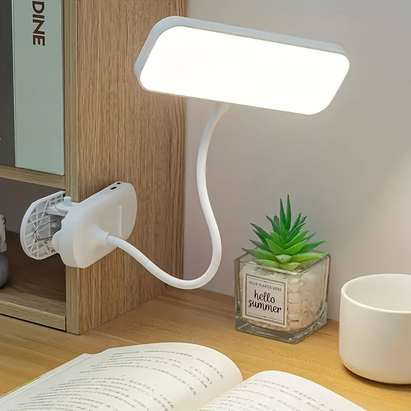 Adjustable LED Gooseneck Desk Lamp Touch Control Dimmable Color Temperature USB 18650 Rechargeable Battery Sunshade Indoor Task Light White