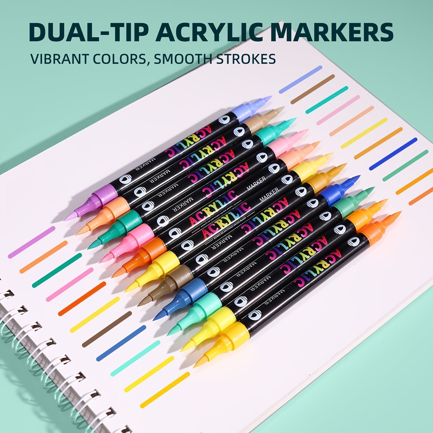 Dual-Tip Dual-Shade Acrylic Paint Markers 24 48 and 72 Colors – Quick-Dry Waterproof Brush Pens for Rock Painting Journal Doodling Canvas Wood Glass Ceramic and Home Decor – Non-Toxic Art Markers for Adults and Kids