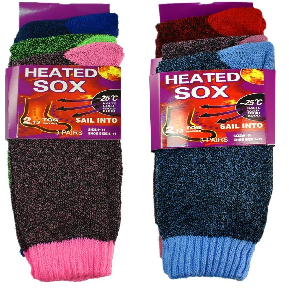 6 Pairs Women's Thermal Winter Socks Fleece-Lined 4X Warmer – Heavy Duty Cushioned Boot Socks for Hiking Camping Skiing Running Cold Weather Size 9-11 Multicolor Value Pack