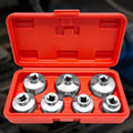 7 Piece Oil Filter Socket Wrench Set 3 8 Inch Drive CR-V Steel 24mm 27mm 29mm 30mm 32mm 36mm 38mm Universal Oil Filter Removal Tool Kit for DIY Car Oil Changes Mechanic Home Garage
