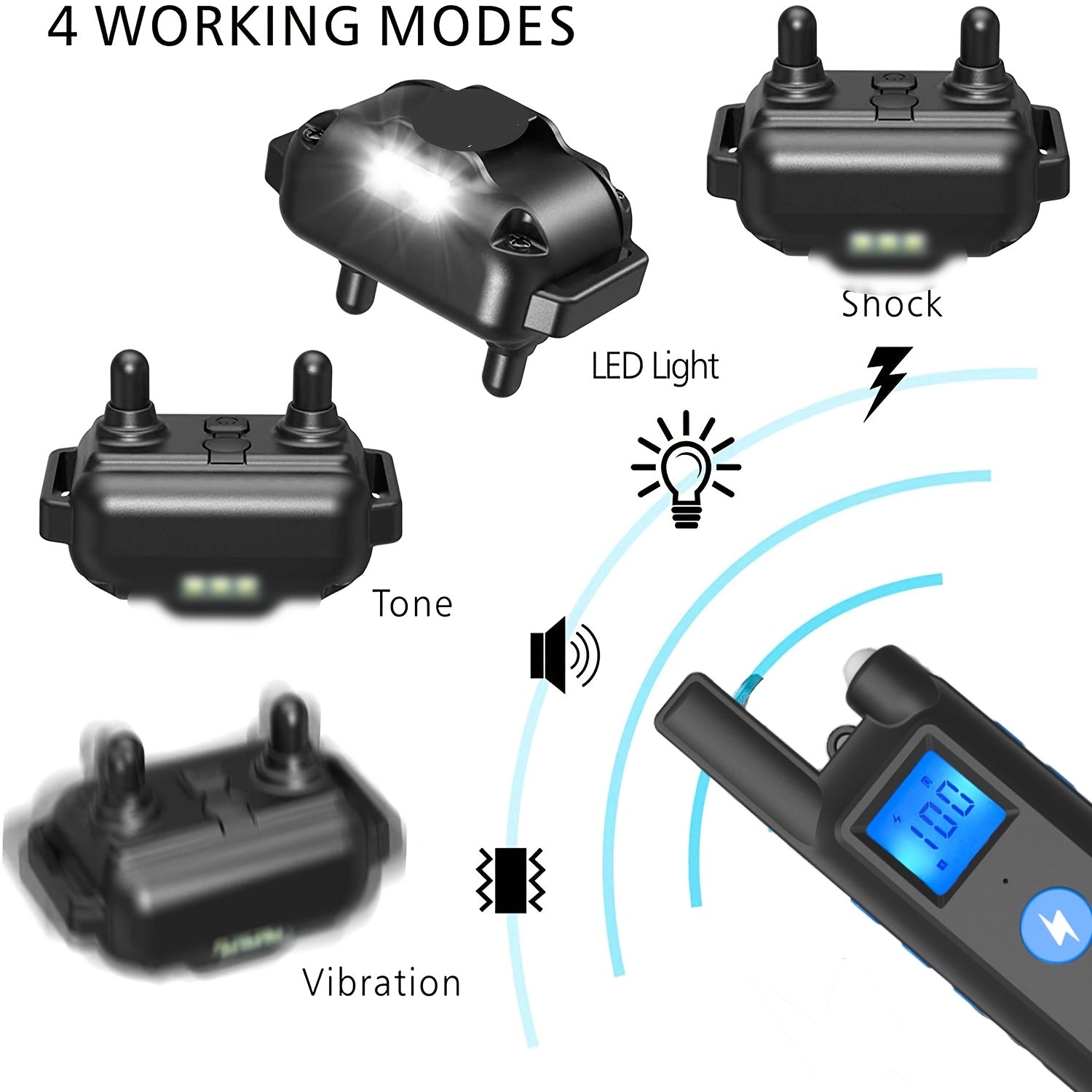 Dog Training Collar with Remote – Vibration & Sound Modes, Adjustable Nylon Strap for Small to Large Dogs, 1 Remote Controls 1, 2, or 3 Dogs