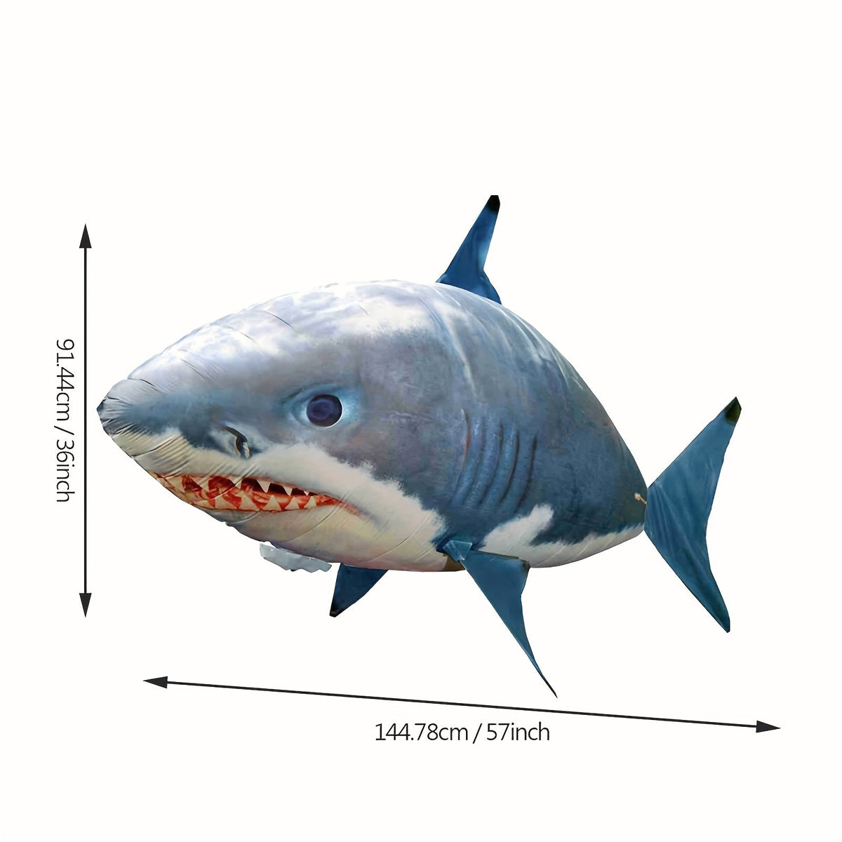 RC Flying Shark Inflatable Balloon Toy Remote Control Gliding Fish Hovers Mid-Air 57 Inch Indoor Outdoor Kids Teens Birthday Christmas Halloween Gift Blue Shark Orange Clownfish