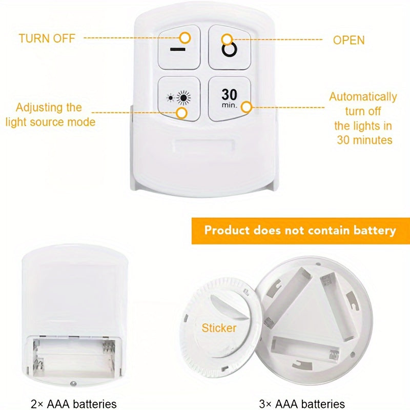 5-Pack LED Wireless Night Lights with Remote Control – Magnetic Adhesive Battery Operated Peel & Stick for Cabinet Hallway Bathroom Bedroom Kitchen Stairs Closet Home Decoration Easy Setup