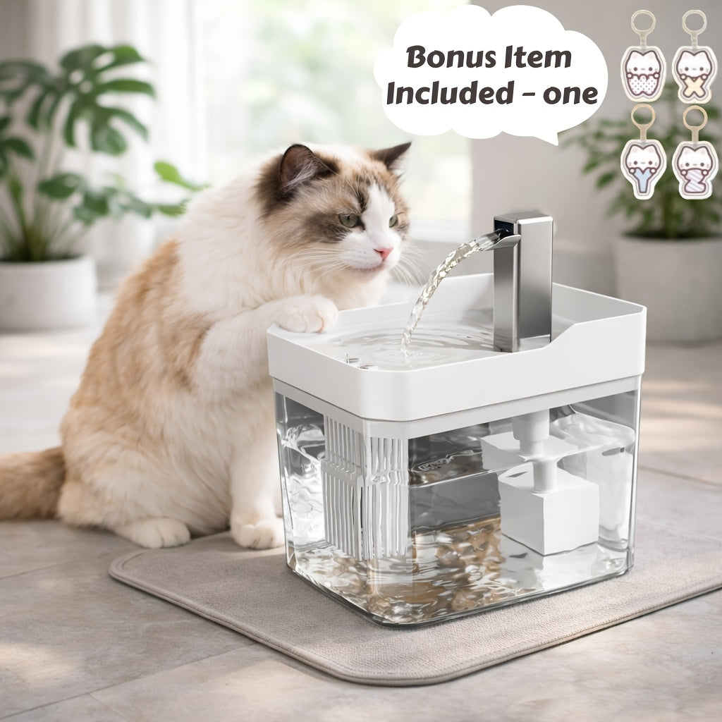 Ultra-Quiet USB Pet Water Fountain Automatic Circulating Fresh Water for Cats & Dogs – 4-Stage Filtration, Visible Water Level Window, No Battery Needed, Home & Travel Ready