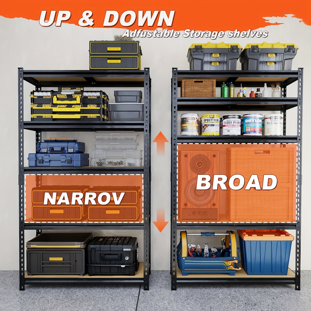 Heavy Duty 5 Tier Metal Shelving Unit 2000 LBS 60 Inch Adjustable Steel Storage Rack – Freestanding Garage Shelves for Basement, Pantry, Closet & Utility Room