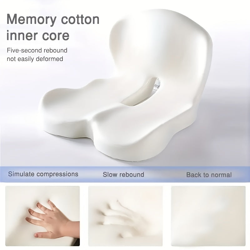 Ergonomic Memory Foam Seat Cushion with Back Support – Non-Slip Office Chair Gaming Chair Car Seat Pad for Hip & Tailbone Pain Relief, Long Sitting Comfort