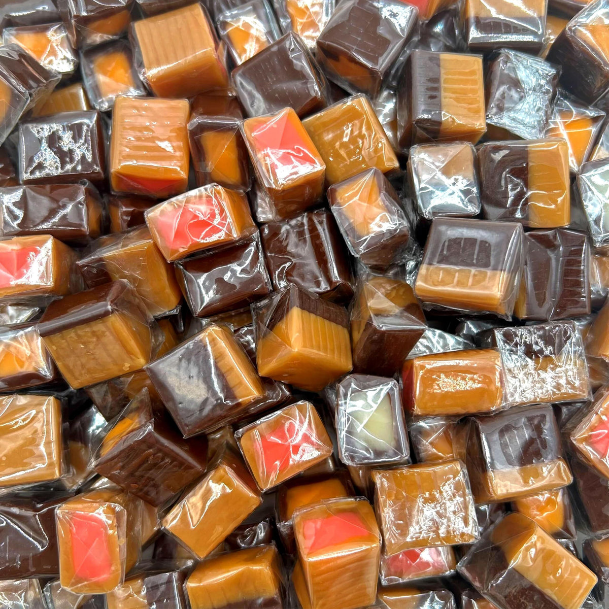 Caramel Cubes Filled Candy 3 Pound Bulk Bag – ~220 Individually Wrapped Assorted Flavors Strawberry, Chocolate, Orange, Vanilla & Mint, Perfect for Candy Dishes, Gifting & Baking