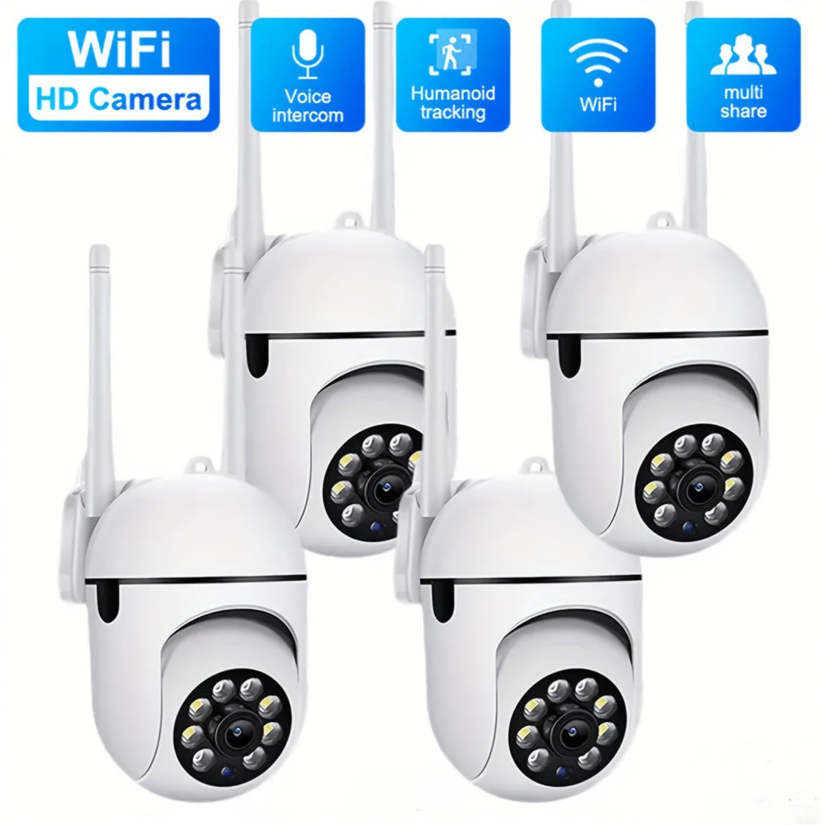 4-Pack WiFi Dome Security Camera 1080P HD – AI Motion Tracking 360° PTZ Two-Way Audio PIR Night Vision App Control, Indoor Outdoor Home Security Camera System WiFi 2.4G/5G