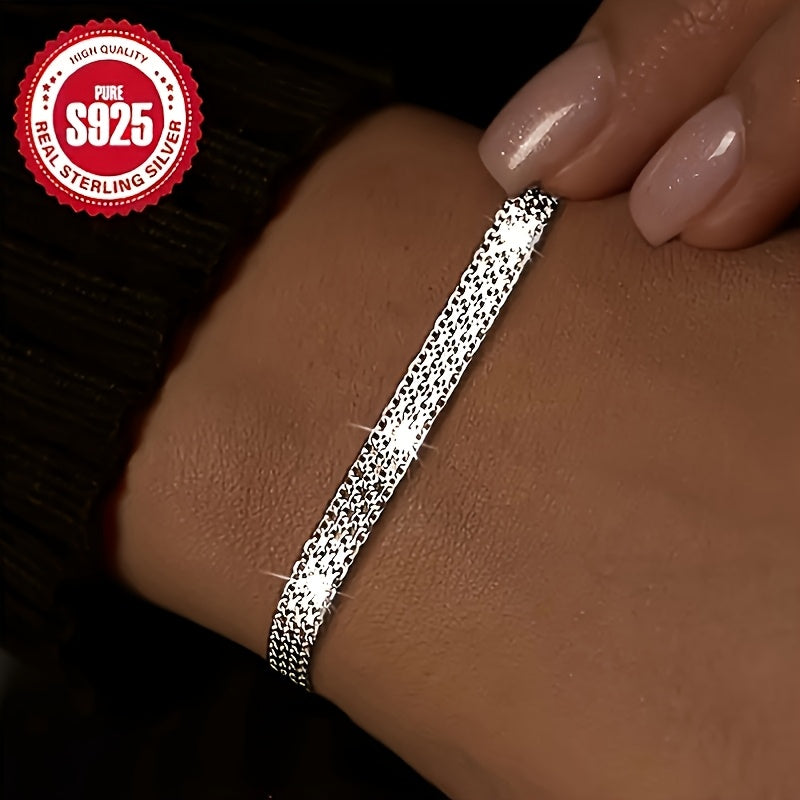 4pcs S925 Sterling Silver Braided Bracelet Set Stackable Woven Bangles for Women and Men Boho Minimalist Jewelry Gift