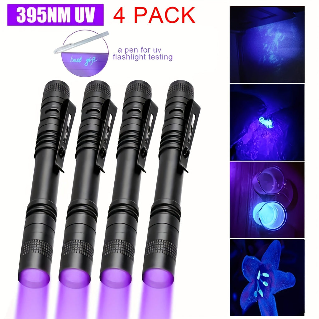 UV Blacklight Flashlight 395nm Portable Ultraviolet Light for Pet Urine Stain Detection Counterfeit Currency Scorpion Hunting Ringworm Inspection Multi-Pack 4 6 8 12pcs AAA Battery Powered