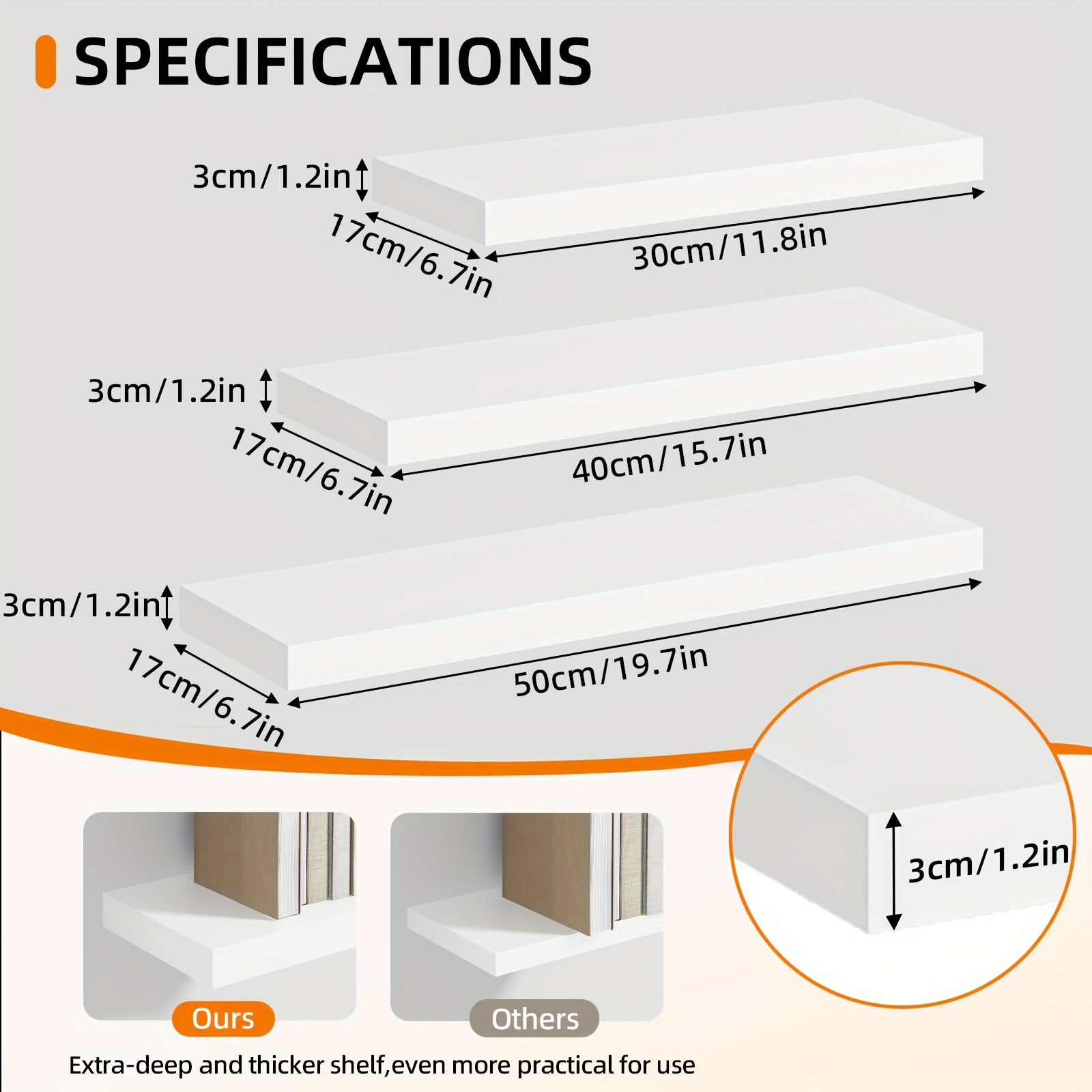 Floating Wall Shelves Wood 2/4/6 Pack 15.7 19.7 22 Inch Wall Mounted Shelves for Living Room Kitchen Bathroom Bedroom Holds 30 lbs Walnut Brown White Black Gray Home Decor Storage