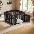 4 & 6 Panel Dog Pen Expandable Non-Slip Bottom Portable Indoor Outdoor Puppy Playpen with Safety Locking Door for Medium Dogs – Black & White