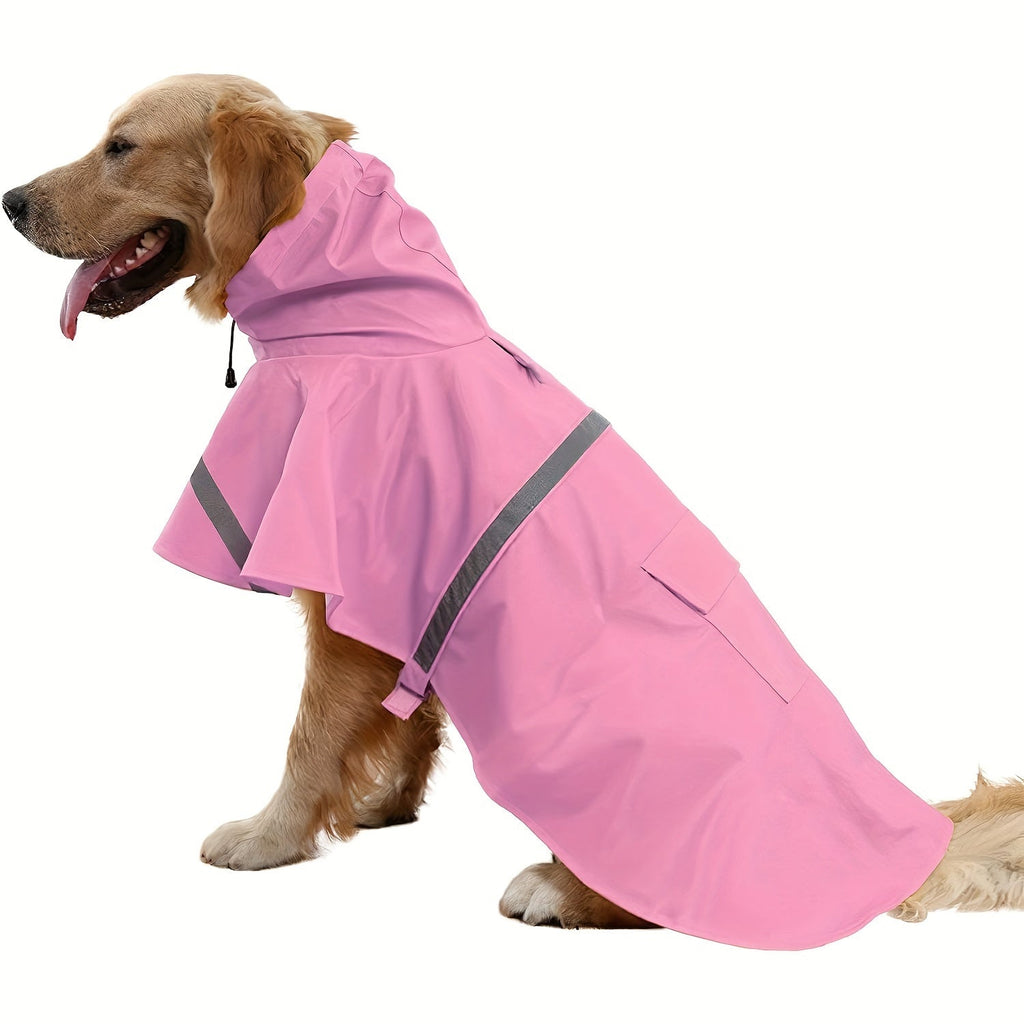 Reflective Dog Raincoat with Hooded Cape Waterproof Pullover Pet Rain Jacket for All Breeds – Easy On/Off Hook-and-Loop Closure, Sizes S-3XL, Yellow