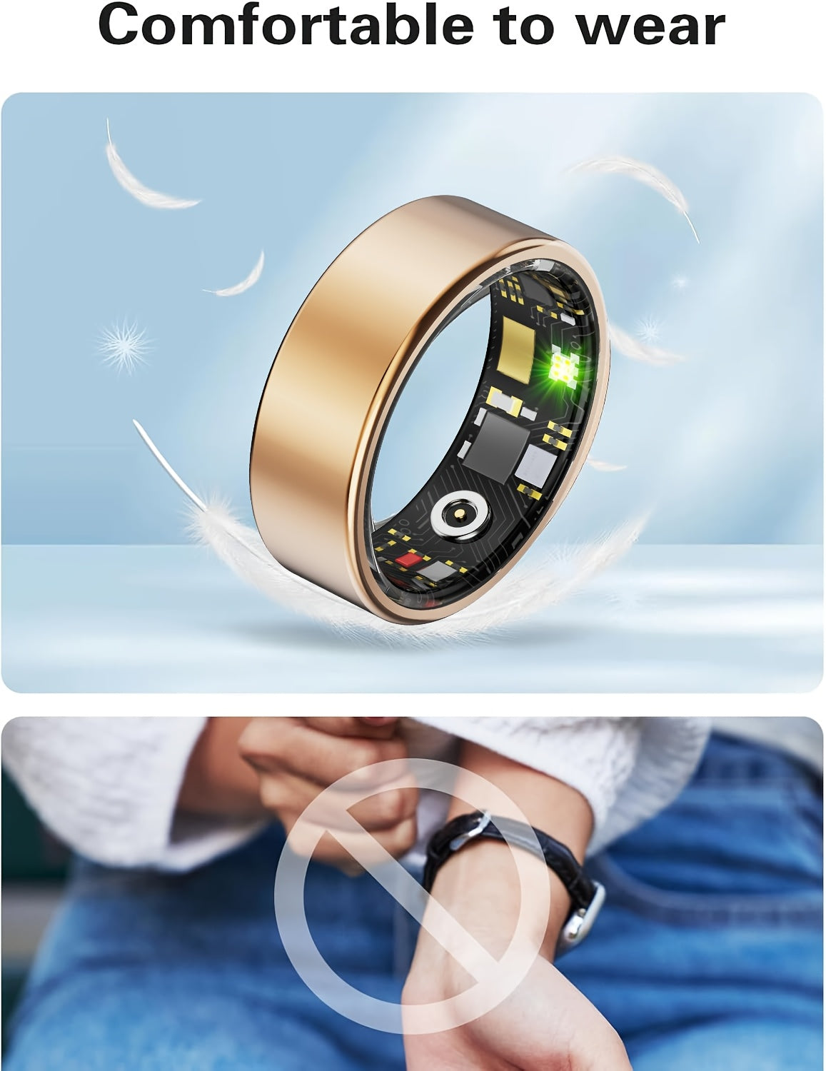 Smart Ring for Women Fitness Tracker – Heart Rate HRV Sleep Monitor Stress & Menstrual Tracking, 100+ Sports Modes IP68 Waterproof No Subscription, Bluetooth 5.4 iPhone & Android, Sizes 7-13