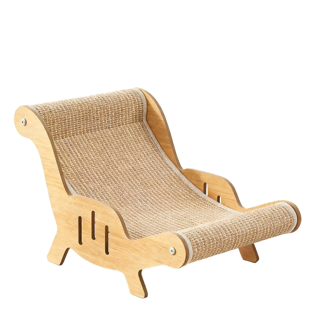 Elevated Cat Lounger Chair with Sisal Scratching Pad Cat Hammock Bed Beach Chair Style Indoor Nap Lounge Furniture Cozy Elevated Cat Bed
