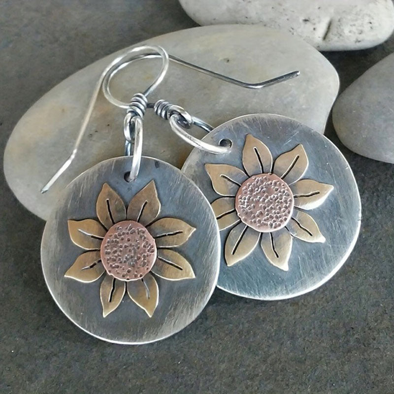 9-Pair Bohemian Geometric Earrings Set for Women – Wooden Leather Retro Sunflower Circular Multicolor Boho Dangle Earrings Gift Set Girls Ladies Festival Daily Wear Christmas Birthday