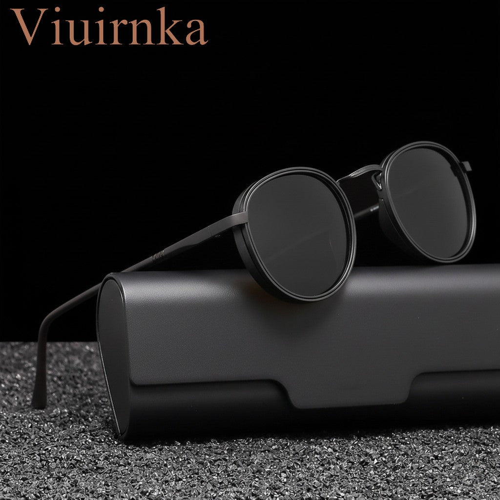 Polarized Round Metal Frame Sunglasses UV400 TAC Lens Unisex – Lightweight Retro Eyewear with Case for Driving Fishing Hiking, Birthday Father's Day Gift for Men Women
