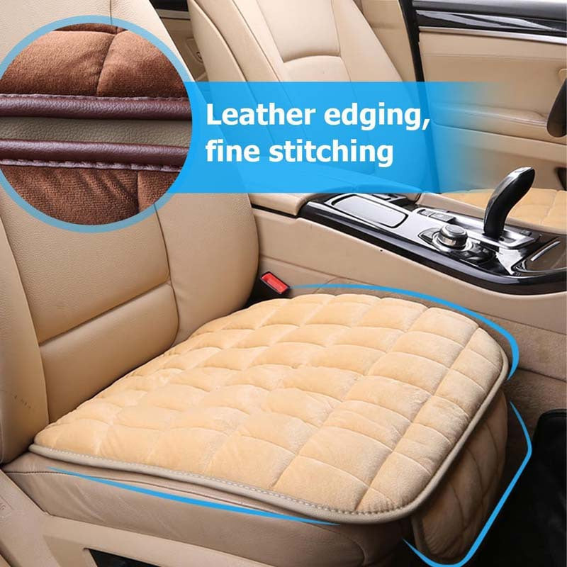 Plush Plaid Car Seat Cushion Protector 3-Piece Set – Thick Warm Memory Foam Pad, Non-Slip Breathable Universal Fit, Hand Washable Lightweight Car Seat Cover for 2 Front + 1 Back Seat, All Seasons