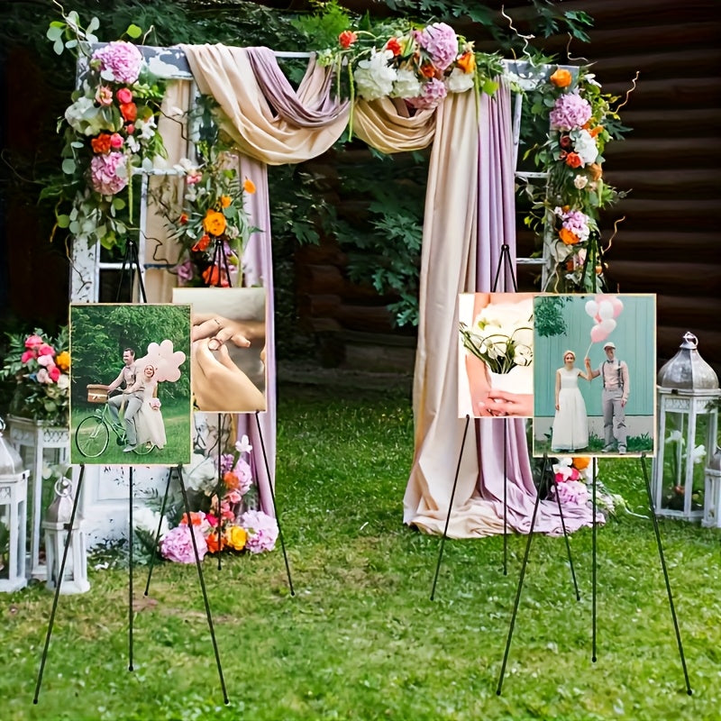 Easel Stand 63 Inch Portable Floor Easel Metal Tripod with Carry Bag for Wedding Signs Poster Display Black Gold 1 or 2 Pack