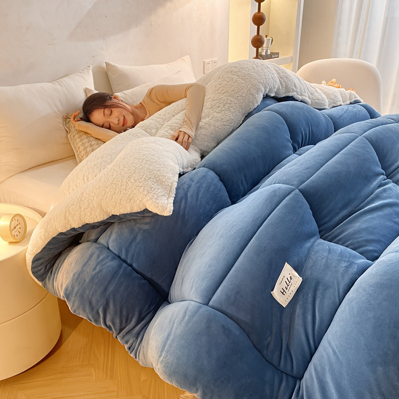 All Season Comforter – Thick Soft Quilted Box Stitch Solid Color, Ultra Breathable Machine Washable Duvet for Autumn Winter Spring, Twin Full Queen King Sizes