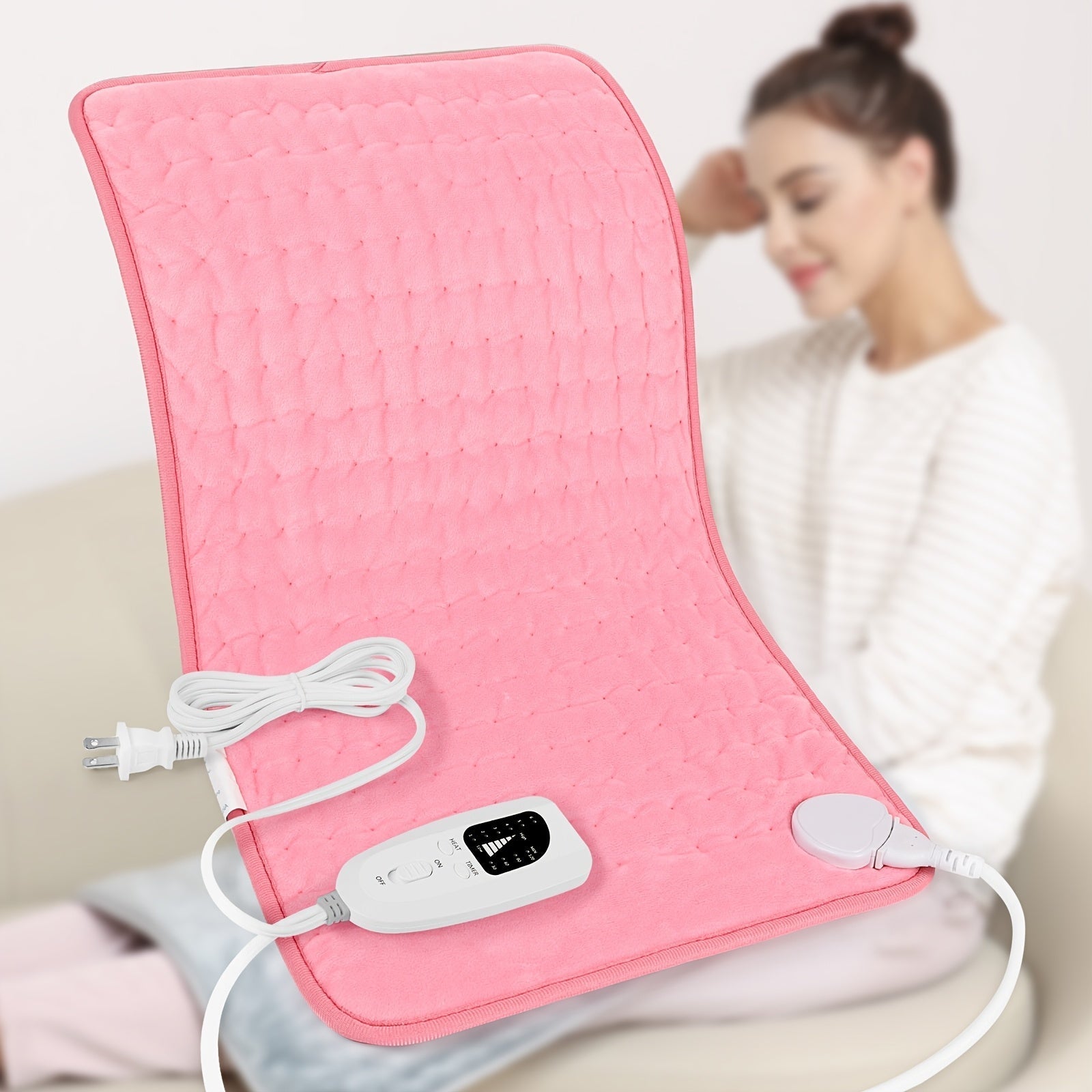 Extra Large Heating Pad 24"x12" for Back Neck Shoulders & Full Body – 6 Heat Settings 104–140°F, Wet & Dry Heat, Auto Shut-Off Timer, Machine Washable Ultra-Soft Flannel Electric Pad for Pain Relief