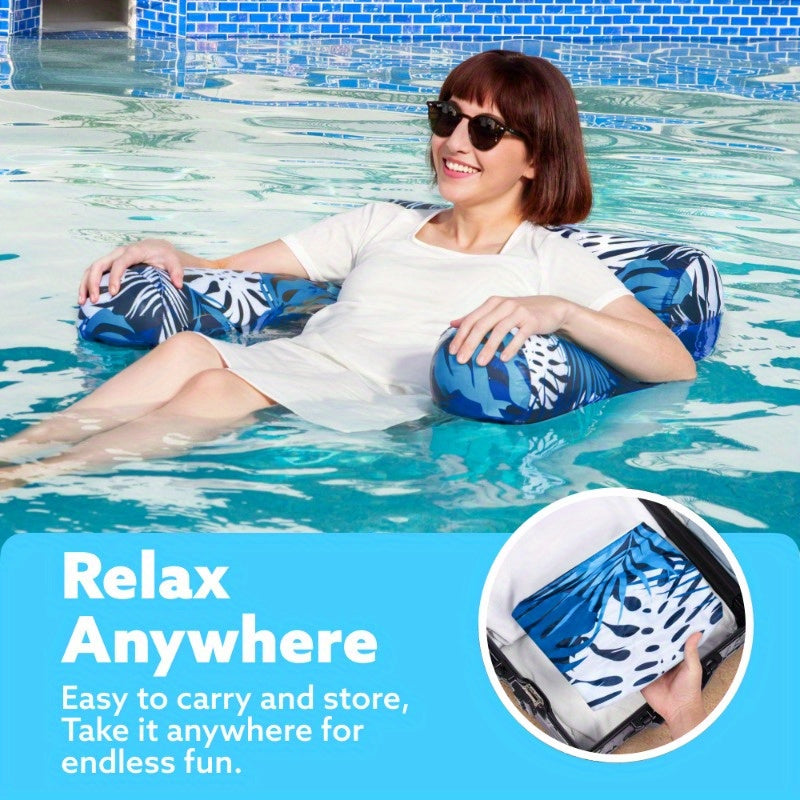 Inflatable Pool Float Chair for Adults – Leaf Design Floating Lounger with Mesh Sling Seat, 1 & 2 Pack, Portable Summer Float for Pool Beach Lake Party, 30x16x24 Inch