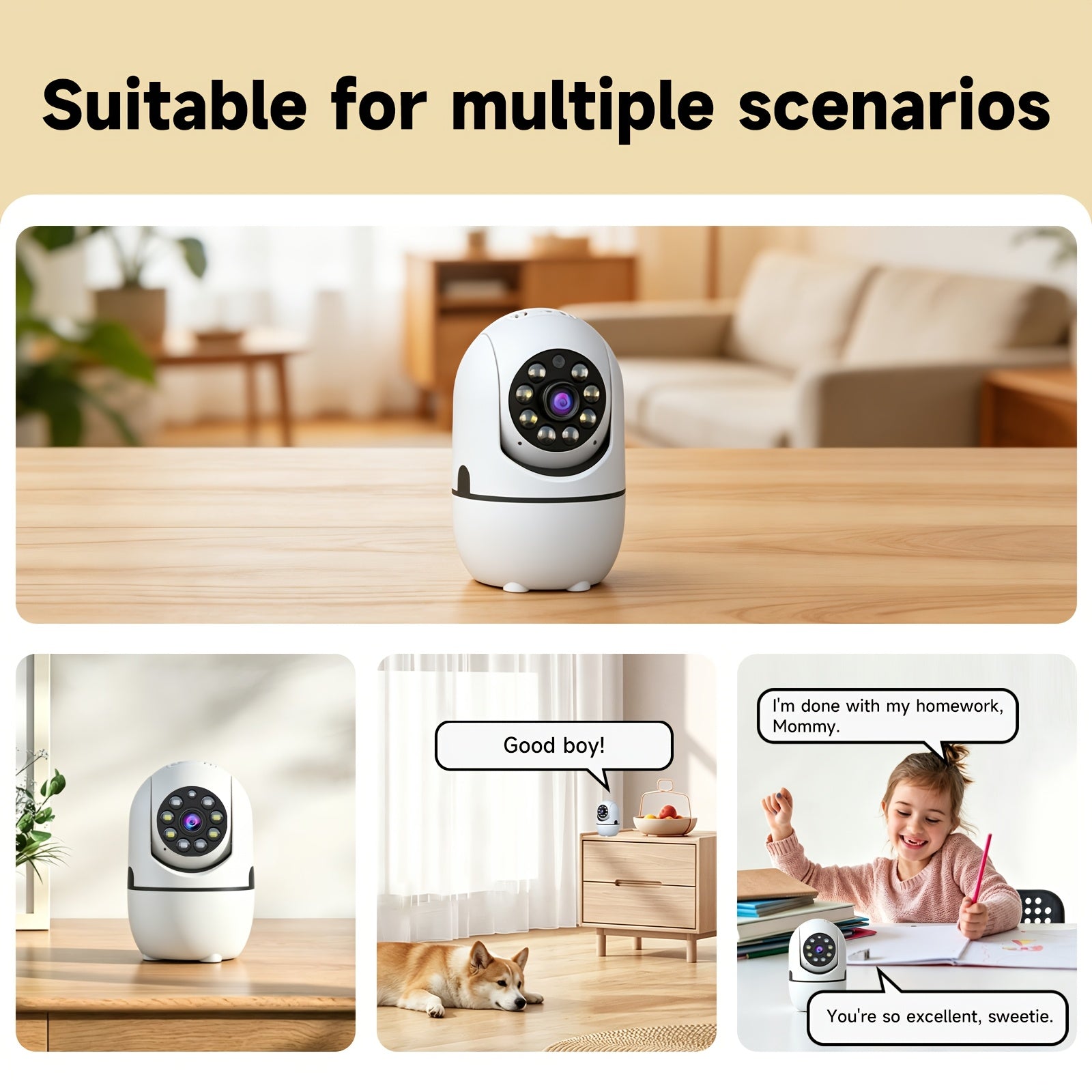 2-Pack Indoor Security Camera 355° Pan Tilt – Dual Band 2.4G/5G WiFi Alexa Compatible Motion Detection Full-Color Night Vision Two-Way Audio Cloud & 256GB TF Storage Baby & Pet Monitor