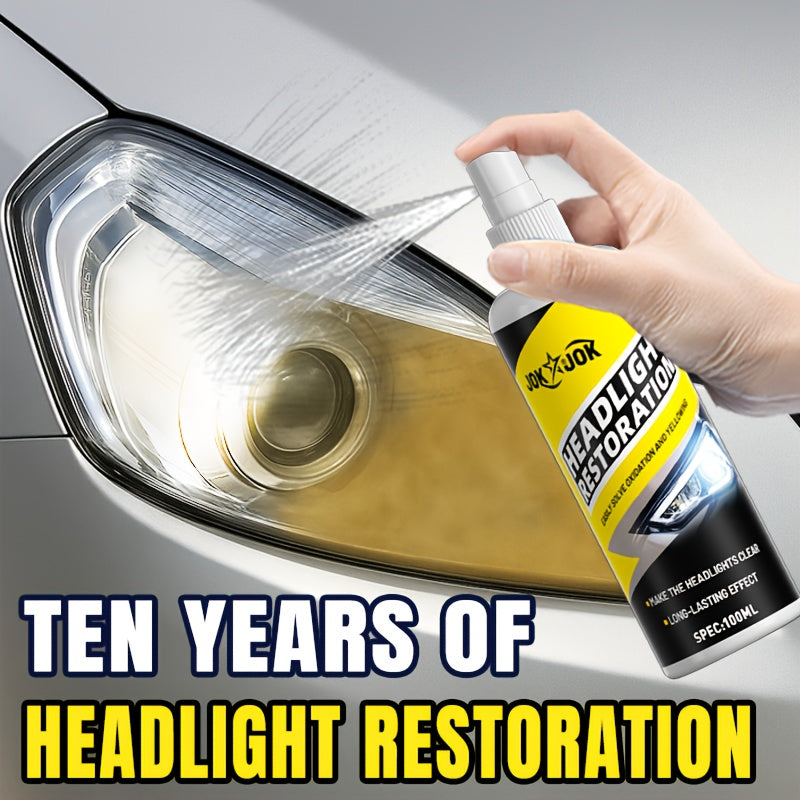 Headlight Restoration Kit with Advanced Ceramic Coating – Removes Yellow Haze Fog & UV Damage, Restores Clarity & Shine for All Vehicle Headlights, Long-Term Weather Protection