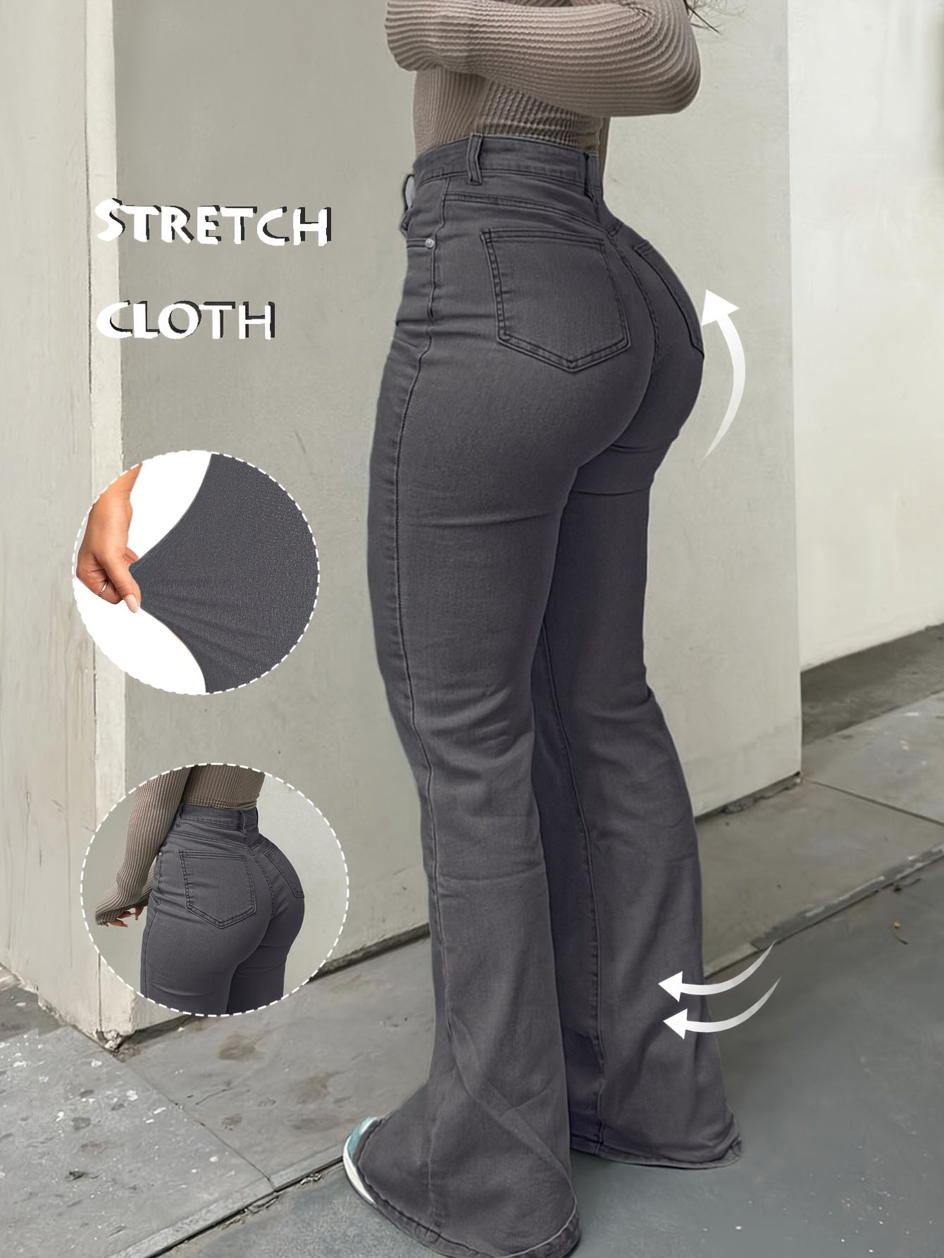 Y2K Vintage High-Waist Straight Leg Denim Jeans Women High Elastic Waistband Solid Color Long Pants 12 Colors XS-XXL Streetwear