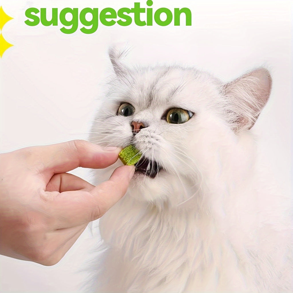 Freeze-Dried Cat Grass Hairball Control Tablets – Natural Mint Molar Sticks & Granules, Chicken Flavor Cat Snacks for Dental Health & Hair Removal