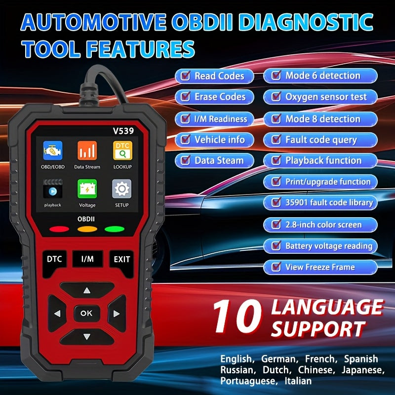 Advanced OBD2 Scanner Faster Processing Chip 10 Languages Read Clear Engine Codes Live Data Freeze Frame I/M Readiness All OBD2 Protocols CAN ISO KWP All Cars 1996+ Red | Nova Mart