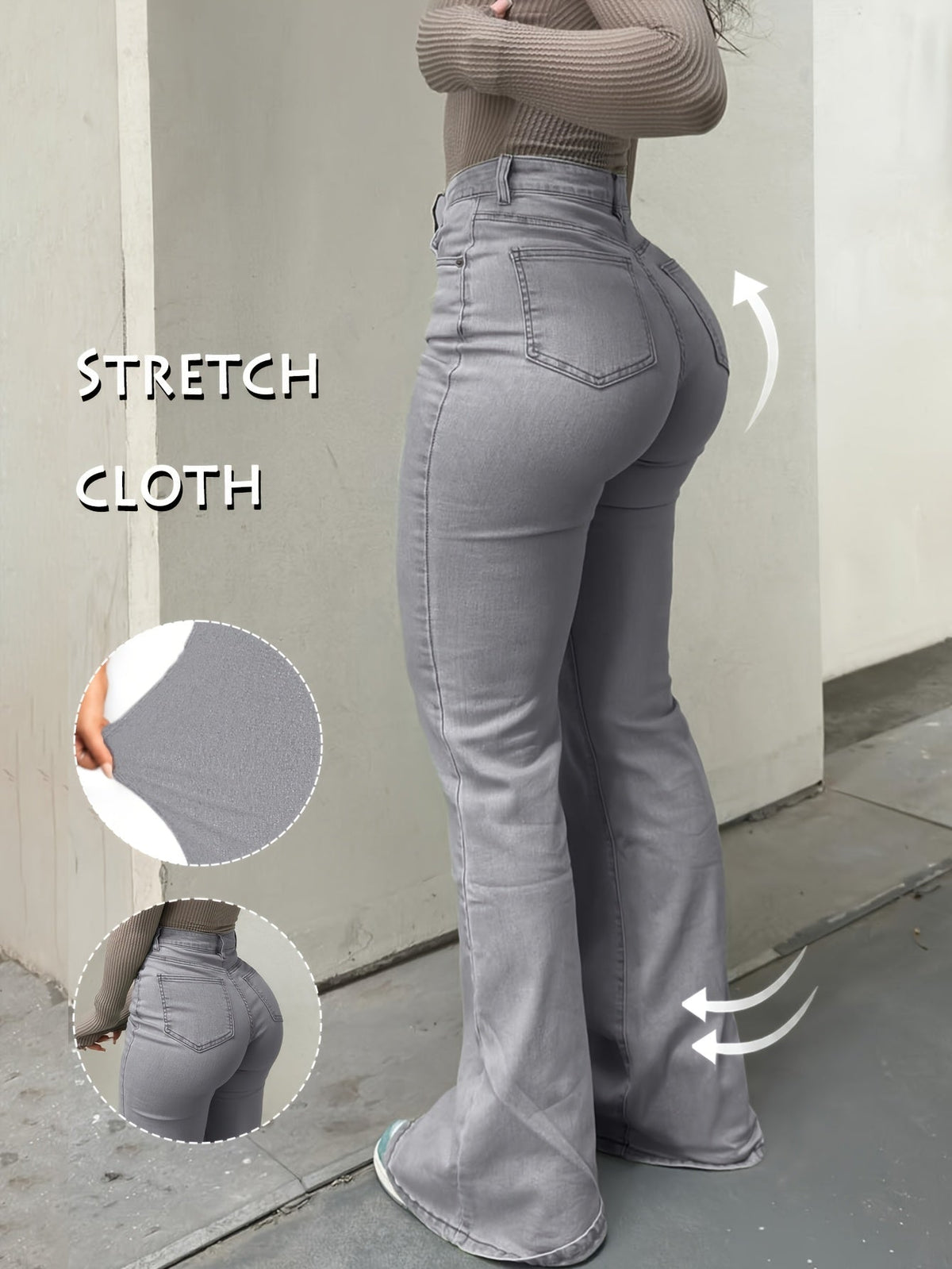 Y2K Vintage High-Waist Straight Leg Denim Jeans Women High Elastic Waistband Solid Color Long Pants 12 Colors XS-XXL Streetwear