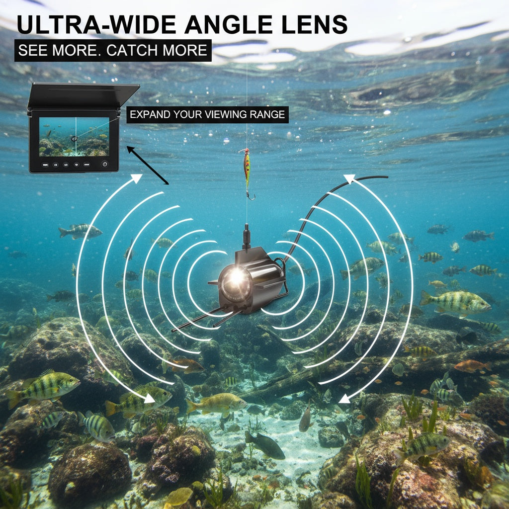 Fish Finder with HD Underwater Camera 4.3 Inch Screen 140 Degree Wide Angle Lens Fish Attracting Light Portable Fishing Viewing Set for Ice Fishing Lake River